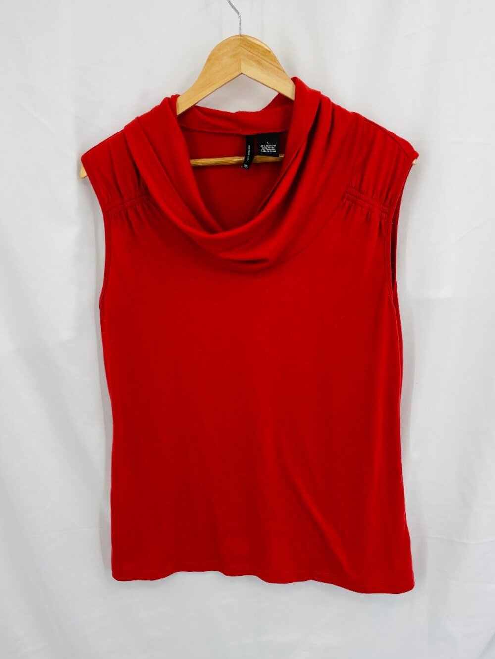 New Directions Red Sleeveless Cowl Neck Top